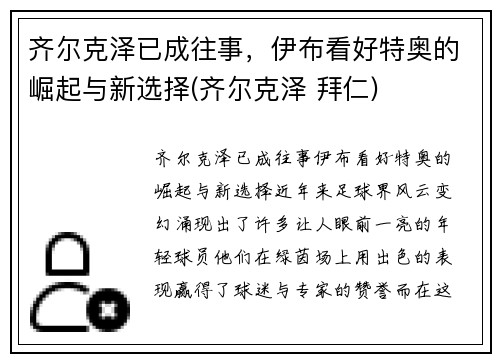 齐尔克泽已成往事，伊布看好特奥的崛起与新选择(齐尔克泽 拜仁)
